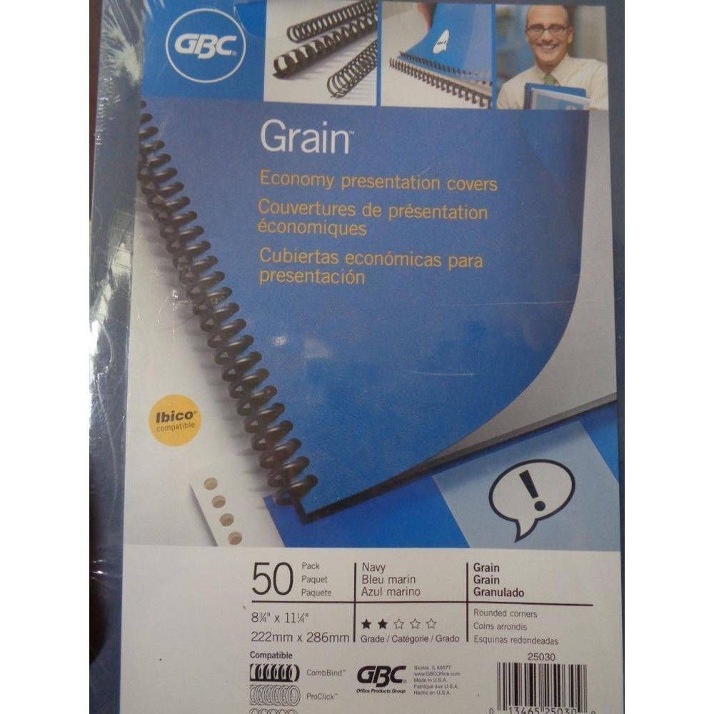 GBC Grain Economy Presentation Covers 50 pack Navy Blue 8 3/4x 11 1/4 25030